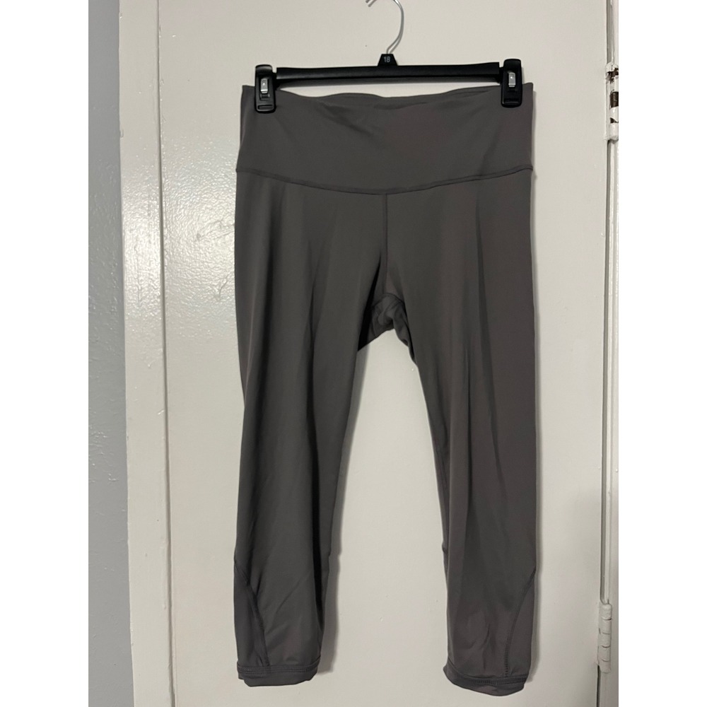 Active Life Smoke Grey Cropped Leggings Lattice Strappy Back Yoga Pants LG